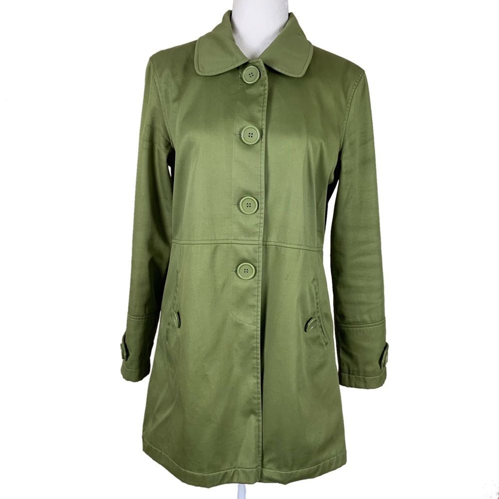 Max Studio Green Silk/Cotton Blend Coat